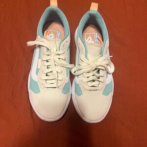 Vans Women's Cream and Green Sneakers